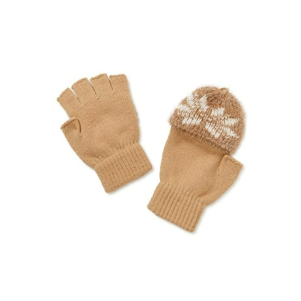NEW Holiday Time Womens Tinsel Snowflake Hat & Gloves Set 2-Piece Stylish Winter - Picture 2 of 2